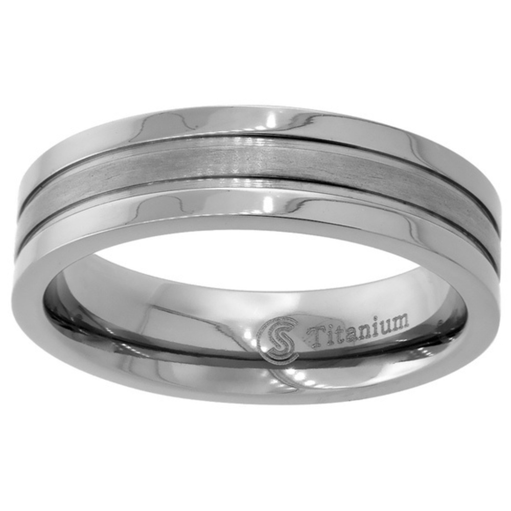 6mm 8mm Striped Titanium Rings for Men Women